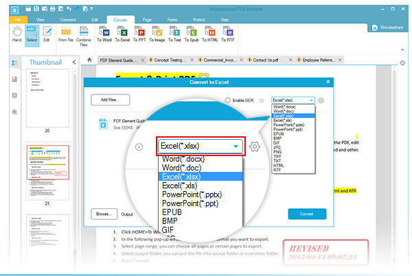 convert PDF to excel