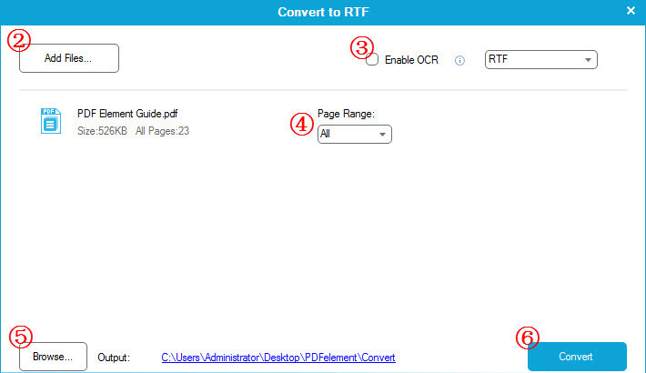 Convert PDF to RTF