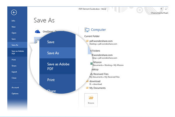 Office word save as pdf